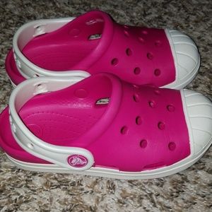 Crocs Toddler Girls Pink and White Shoes C10